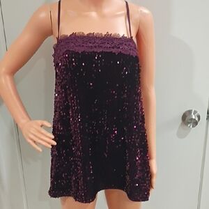 Free People Purple Sequin Lace Top